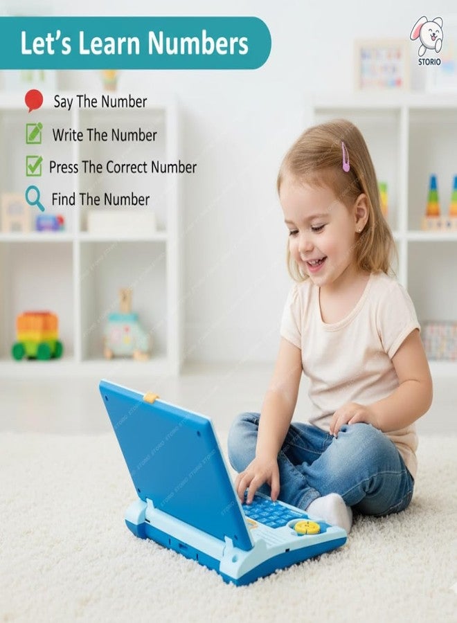 Storio Educational Kids Laptop Learning Toy for Boys & Girls Age 2-5 Years | Fun Activity Computer Toy | Learn Alphabet, Letters, Words, Numbers, Games, Music & Logic | Interactive Learning Toy - Blue - Image 2